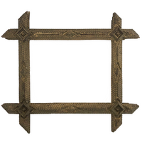 Great Antique Chip Carved Tramp Art Frame with Original Gold Paint