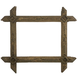 Great Antique Chip Carved Tramp Art Frame with Original Gold Paint