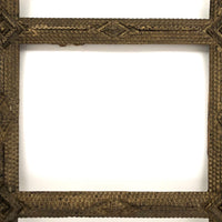 Great Antique Chip Carved Tramp Art Frame with Original Gold Paint
