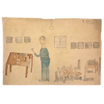 Arthur Tilo Alt Childhood Drawing of Cobbler, Berlin, WWII Era