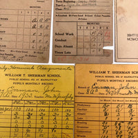 Lot of 18 1920s-30s NYC Report Cards - P.S. 9, Dewitt Clinton, P.S. 87