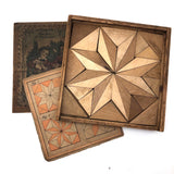 Gorgeous Double Layer Victorian Parquetry Puzzle in Original Box with Hand-colored Design Cards