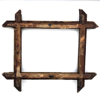 Great Antique Chip Carved Tramp Art Frame with Original Gold Paint