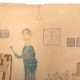 Arthur Tilo Alt Childhood Drawing of Cobbler, Berlin, WWII Era