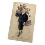 To My Valentine Antique German Velvet Embossed Postcard