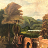 Super Lush Antique Oil on Board Landscape with Sheep and Sheep Herder