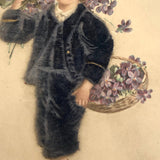 To My Valentine Antique German Velvet Embossed Postcard