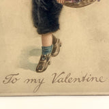 To My Valentine Antique German Velvet Embossed Postcard