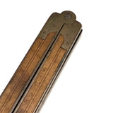 Beautiful Antique Boxwood and Brass Folding 12 Inch Ruler