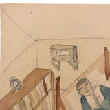 Arthur Tilo Alt, Boy in Bed Reading, Childhood Drawing, Berlin, WW2 Era