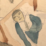 Arthur Tilo Alt, Boy in Bed Reading, Childhood Drawing, Berlin, WW2 Era
