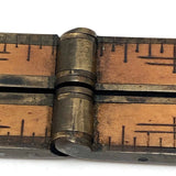 Beautiful Antique Boxwood and Brass Folding 12 Inch Ruler