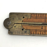 Beautiful Antique Boxwood and Brass Folding 12 Inch Ruler