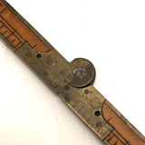 Beautiful Antique Boxwood and Brass Folding 12 Inch Ruler