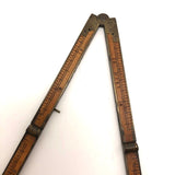 Beautiful Antique Boxwood and Brass Folding 12 Inch Ruler