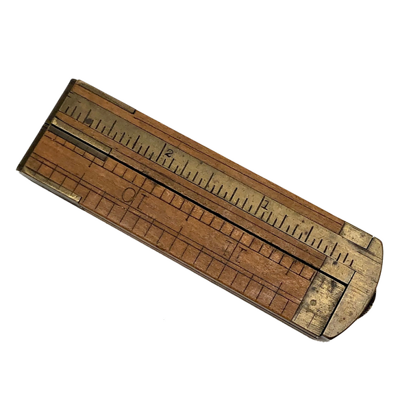 Brass and Boxwood Folding 12 Inch Ruler with Caliper