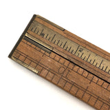 Brass and Boxwood Folding 12 Inch Ruler with Caliper