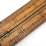 Brass and Boxwood Folding 12 Inch Ruler with Caliper