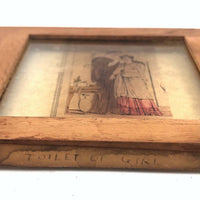 "Toilet of Girl" Antique Hand-colored Magic Lantern Slide with Seaweed Effect