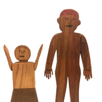 Folk Art Couple with Hand-drawn Faces