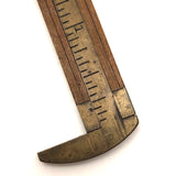 Brass and Boxwood Folding 12 Inch Ruler with Caliper