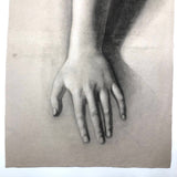 French Neoclassical c. 1810 Charcoal Study of a Hand - One of Two