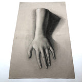 French Neoclassical c. 1810 Charcoal Study of a Hand - One of Two