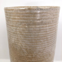 Cream Zanesville Ribbed "Homespun" Pottery Vase