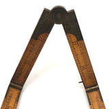 Brass and Boxwood Folding 12 Inch Ruler with Caliper