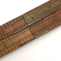 Brass and Boxwood Folding 12 Inch Ruler with Caliper