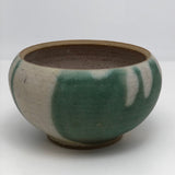 Lovely Green and White Glazed Handthrown Small Pottery Bowl
