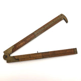 Brass and Boxwood Folding 12 Inch Ruler with Caliper