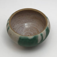 Lovely Green and White Glazed Handthrown Small Pottery Bowl