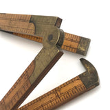 Brass and Boxwood Folding 12 Inch Ruler with Caliper