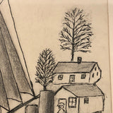 Naive Antique Ink and Graphite Drawing of Colonial Ship Hannah