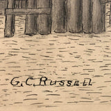 Naive Antique Ink and Graphite Drawing of Colonial Ship Hannah