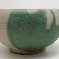 Lovely Green and White Glazed Handthrown Small Pottery Bowl