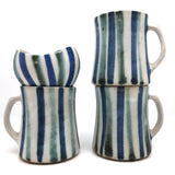Stunning Early Set of Three Andersen Design Studio Striped Mugs Plus Small Bowl / Vase