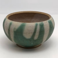 Lovely Green and White Glazed Handthrown Small Pottery Bowl