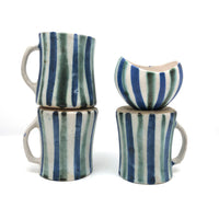 Stunning Early Set of Three Andersen Design Studio Striped Mugs Plus Small Bowl / Vase