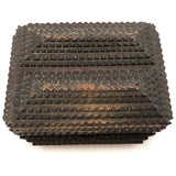 Large, Heavy Antique Chip Carved Tramp Art Box with Hinged Lid