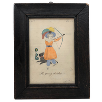 The Young Archer, 1869 Pencil and Watercolor School Girl Drawing