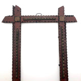 Simple Old Painted Chip Carved Tramp Art Wooden Frame