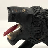 Carved African Ebony Lion with Bone Teeth and Tongue