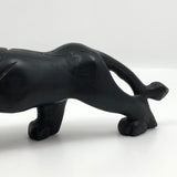 Carved African Ebony Lion with Bone Teeth and Tongue