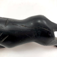 Carved African Ebony Lion with Bone Teeth and Tongue