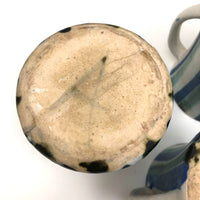 Stunning Early Set of Three Andersen Design Studio Striped Mugs Plus Small Bowl / Vase