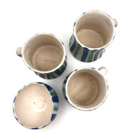 Stunning Early Set of Three Andersen Design Studio Striped Mugs Plus Small Bowl / Vase