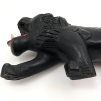 Carved African Ebony Lion with Bone Teeth and Tongue