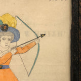 The Young Archer, 1869 Pencil and Watercolor School Girl Drawing